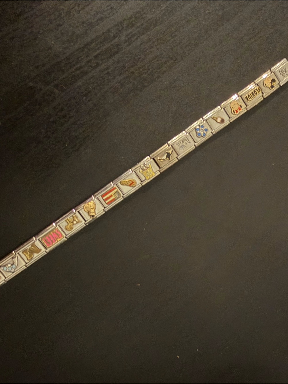 Silver-Tone Italian Link Charm Bracelet with Multicolor Accents - Picture 2 of 9